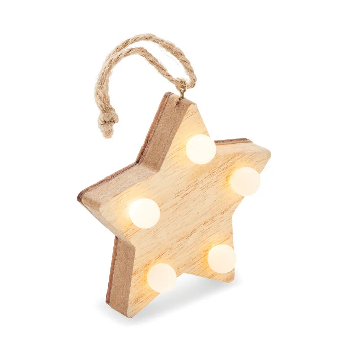 Decorațiune stea din lemn (80% lemn de plop și 20% lemn de buruieni) cu lumină Lalie