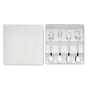 Set de 4 lingurițe de ceai cu motive diferite de Crăciun din oțel inoxidabil Chip Set