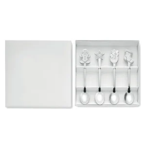 Set de 4 lingurițe de ceai cu motive diferite de Crăciun din oțel inoxidabil Chip Set