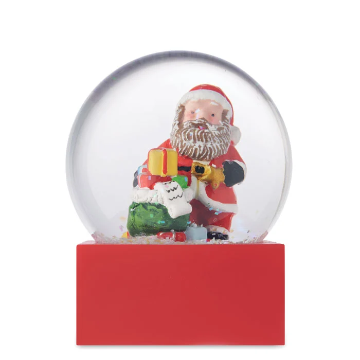 Ornament de Crăciun cu glob de zăpadă din sticlă și bază din polirășină Santisimo