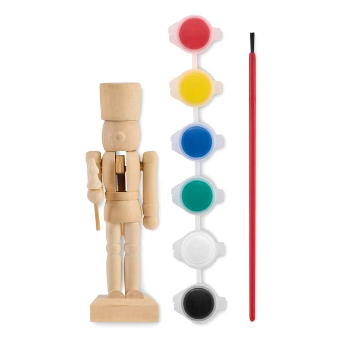 Set de pictură cu spărgător de nuci din lemn și 6 pigmenți pe bază de apă cu 1 Paynt