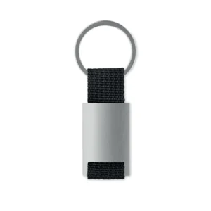 Breloc dreptunghiular din aliaj de zinc cu bandă colorată din poliester Tech