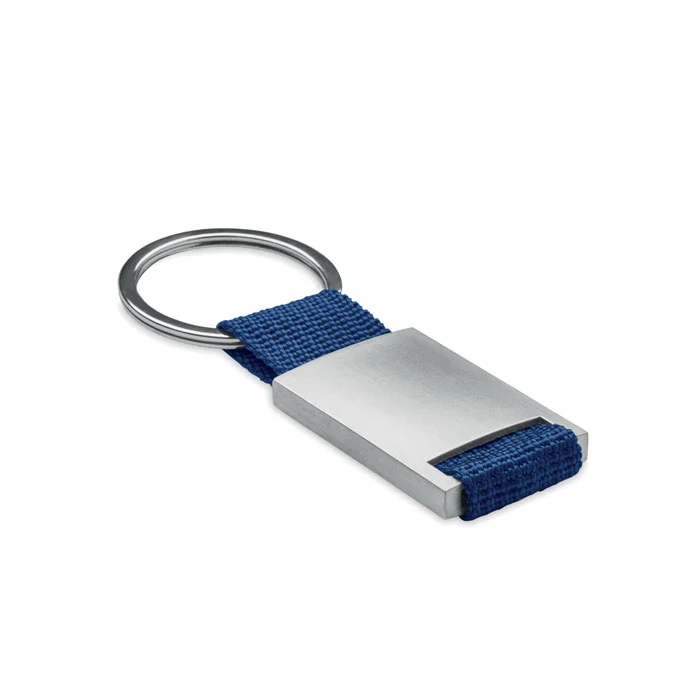 Breloc dreptunghiular din aliaj de zinc cu bandă colorată din poliester Tech