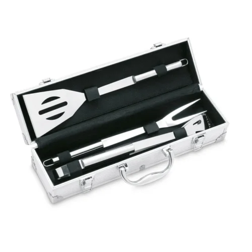 Cutie din aluminiu cu 3 accesorii necesare pentru grătar din oţel inoxidabil Asador