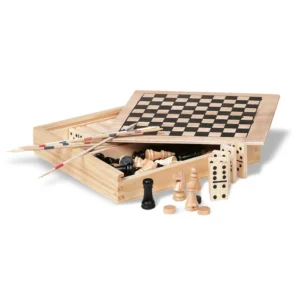 4 jocuri în cutie din lemn Trikes