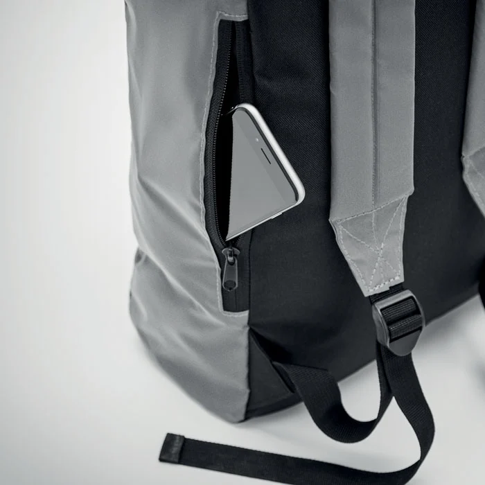 Rucsac rolltop 15 inchi din poliester 190T puternic reflectorizant Bright Rollpack