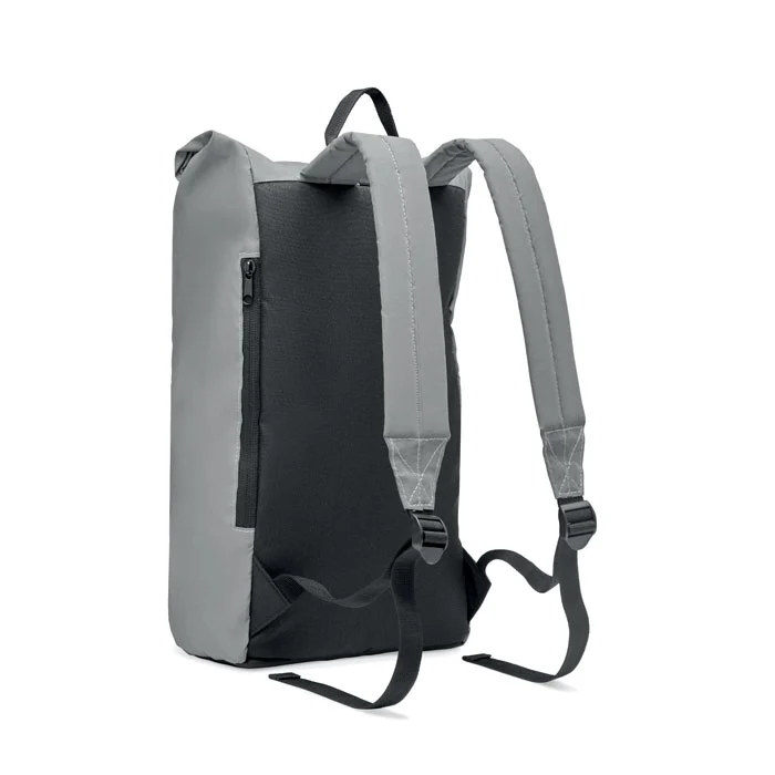 Rucsac rolltop 15 inchi din poliester 190T puternic reflectorizant Bright Rollpack
