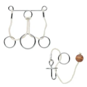Set de 2 enigme din metal, lemn și cordon de bumbac: 2 și 4 bucăți, respectiv Connection