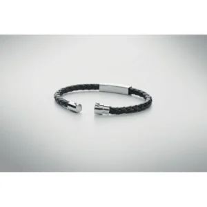 Brățară cu manșetă împletită din imitație de piele cu accesorii din oțel Fauleti