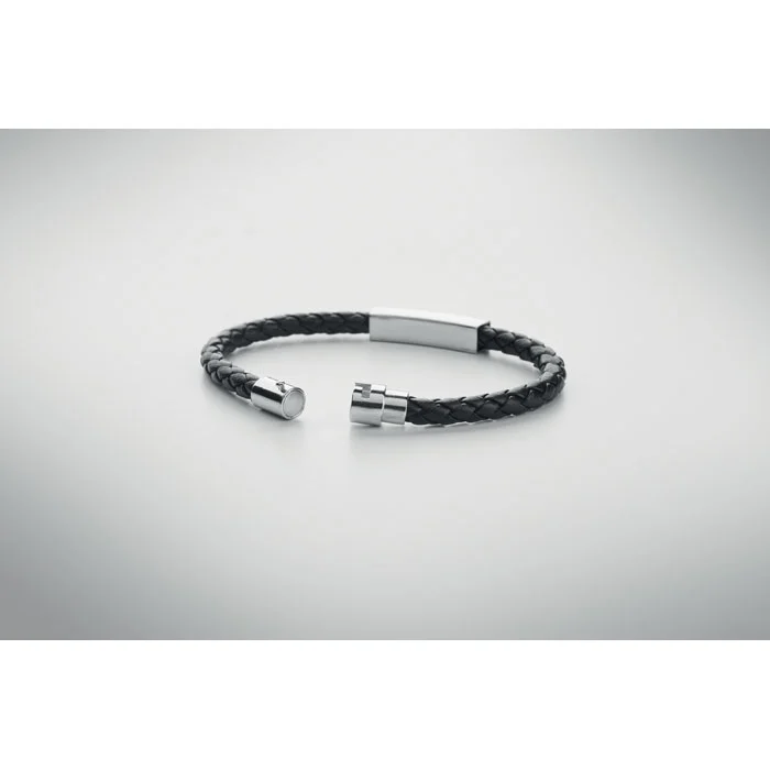 Brățară cu manșetă împletită din imitație de piele cu accesorii din oțel Fauleti