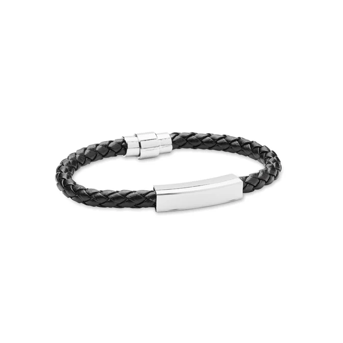 Brățară cu manșetă împletită din imitație de piele cu accesorii din oțel Fauleti