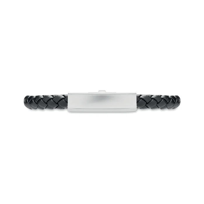 Brățară cu manșetă împletită din imitație de piele cu accesorii din oțel Fauleti
