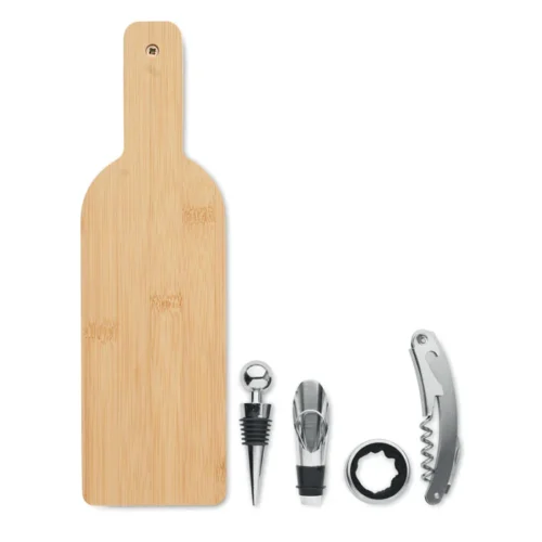 Set de vinuri în formă de sticlă în cutie de bambus Vinovault Set