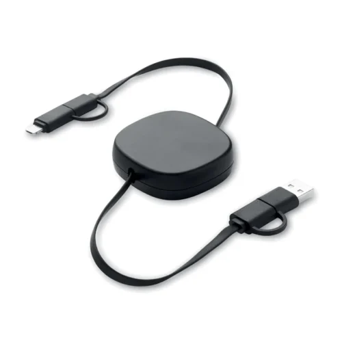 Cablu retractabil de 60 W în carcasă din ABS reciclat Linea