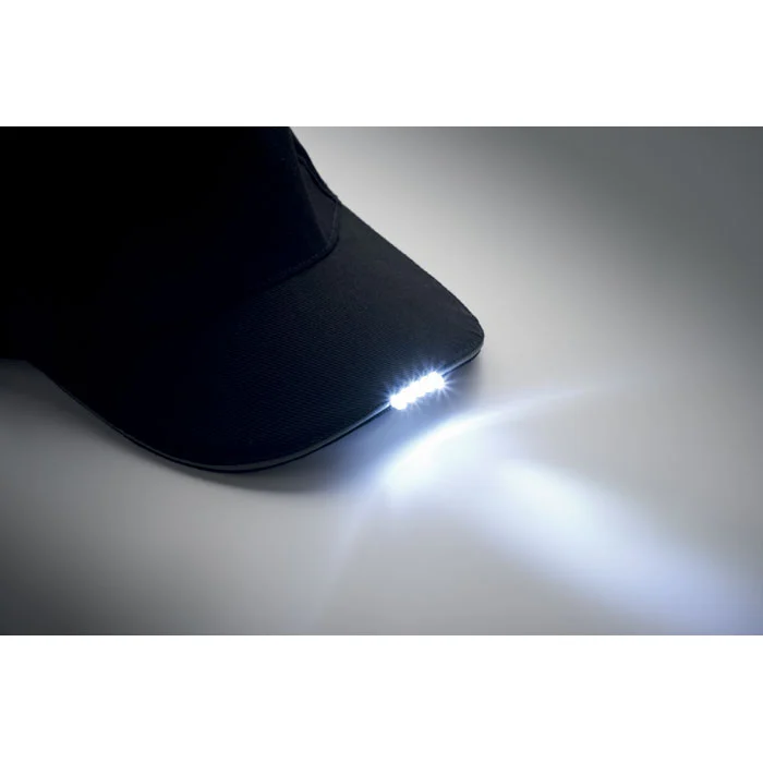 Șapcă de baseball cu 5 LED-uri și 5 panouri din bumbac 220 gr/m² cu cataramă Luzcap