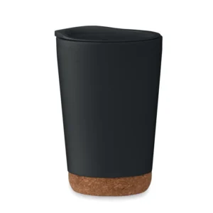 Pahar tumbler cu perete dublu din PP cu bază din plută și capac cu gura de băut Co