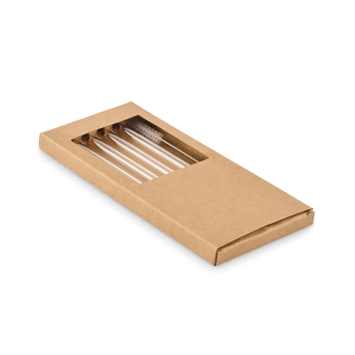Pachet de 4 paie reutilizabile din sticlă borosilicată înaltă cu 1 perie Glaw