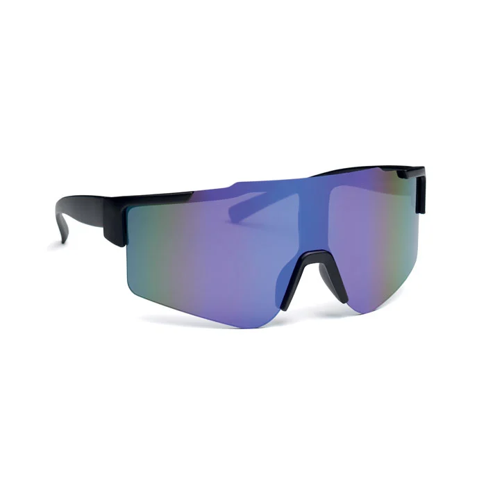 Ochelari de soare sport cu lentile oglindite și ramă neagră Shine