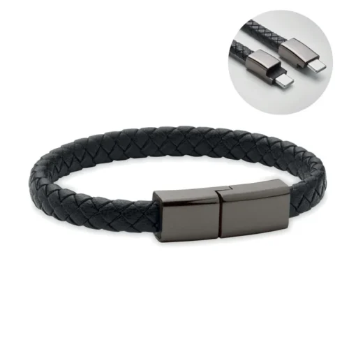 Brățară cu cablu de încărcare 60 W tip C la tip C din PU cu detaliu Fauleti Charge