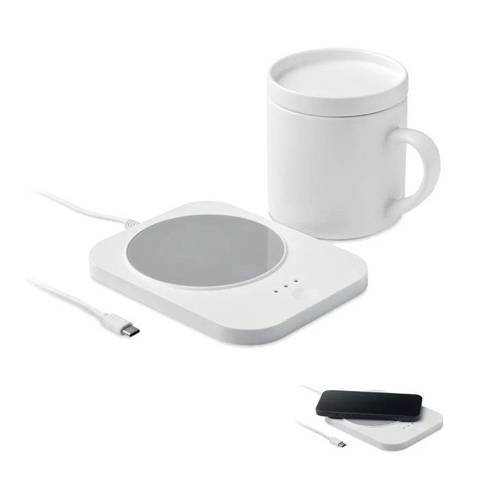 Încărcător wireless 2 în 1 de 15 W și dispozitiv de încălzire a cănii din ABS Siroter