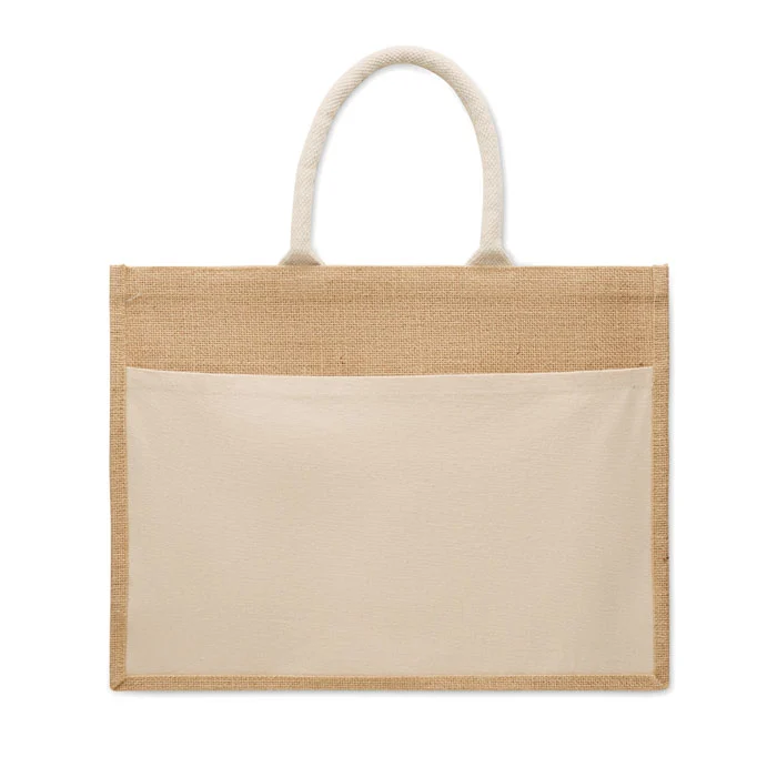 Geantă de cumpărături realizată din iută laminată și pânză de bumbac de 280 gr/m² Baga