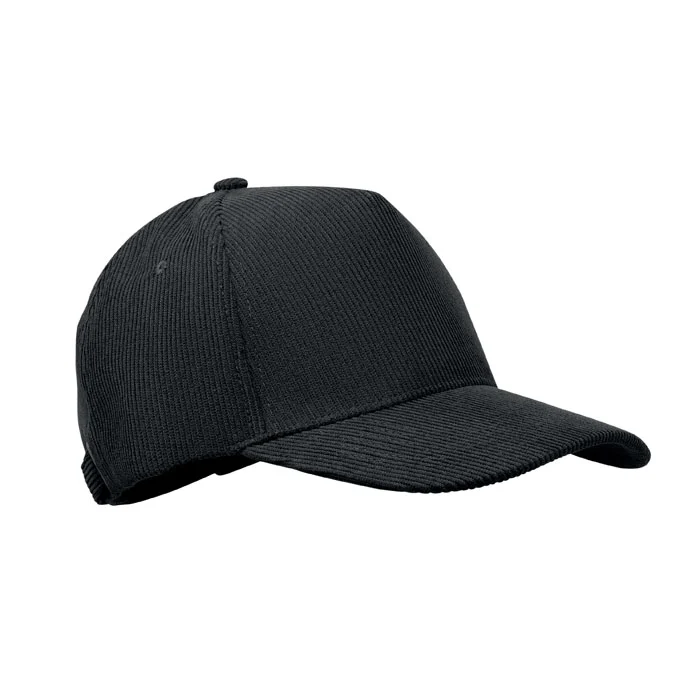 Șapcă de baseball cu 5 panele din catifea de poliester cu închidere reglabilă Wale