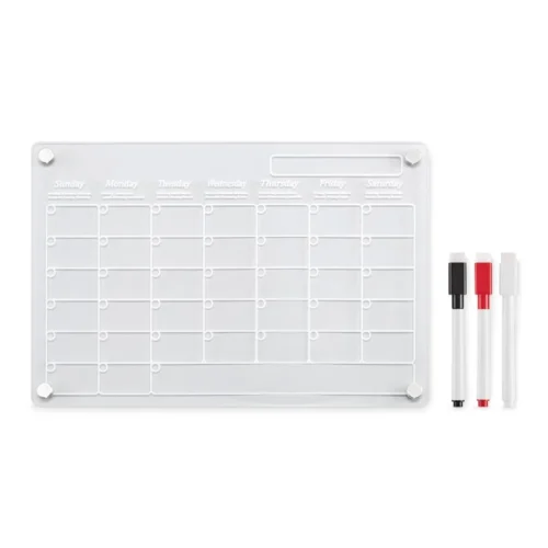 Planificator lunar acrilic magnetic în format A4 cu 3 markere magnetice Planit