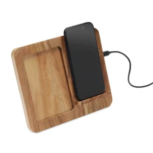 Încărcător wireless 15 W din lemn de salcâm cu ramă foto și suport Finwood