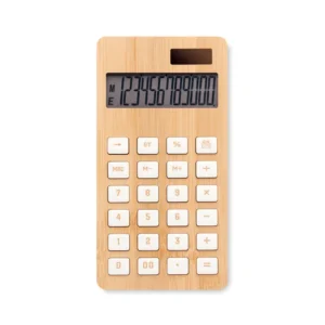 Calculator cu 12 cifre, 2 surse de încărcare, în ABS cu carcasă din bambus Calcubim