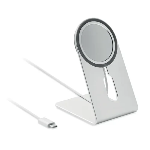 Încărcător magnetic wireless portabil din aluminiu, 15 W cu suport pentru telefon Melis