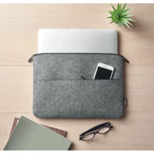 Husă pentru laptop de 14 inch, din pâslă RPET, cu buzunar frontal cu fermoar Toplo
