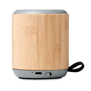 Boxă wireless 5.3 din bambus și ABS în partea superioară, cu curea din PU Rugli