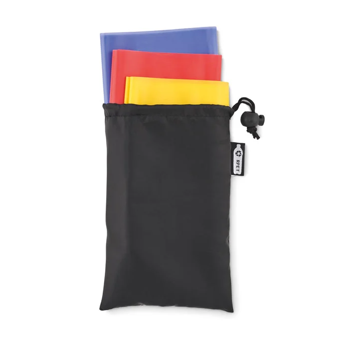 Set de 3 benzi de fitness TPE în husă din poliester RPET Top Fit
