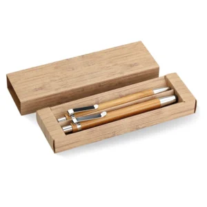Set de scris cu corp din bambus, în cutie din hârtie Bambooset