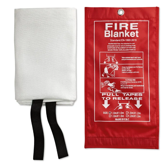Pătură de incendiu din fibră de sticlă într-o husă din PVC Blake