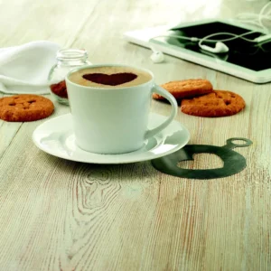 Cană conică din porțelan pentru cappuccino cu farfurioară Paris