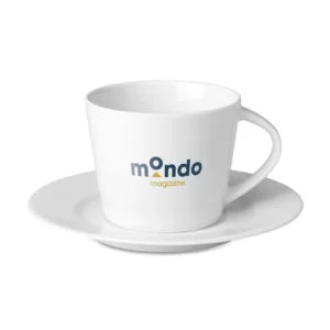 Cană conică din porțelan pentru cappuccino cu farfurioară Paris