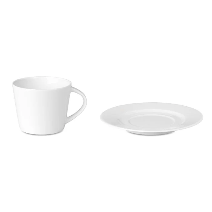 Cană conică din porțelan pentru cappuccino cu farfurioară Paris