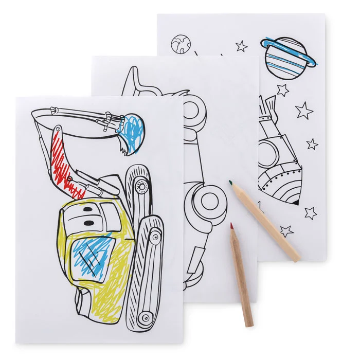 Set de colorat pentru copii cu 30 de coli de colorat din hârtie reciclată Folder2 Go