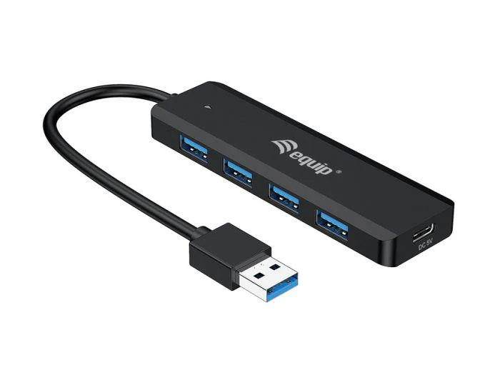 Hub USB EQUIP 4-Port USB 3.2 Gen 1 Hub with USB-C Adapter, USB-A, 5 porturi, Negru Hub USB EQUIP 4-Port USB 3.2 Gen 1 Hub with USB-C Adapter, USB-A, 5 porturi, Negru