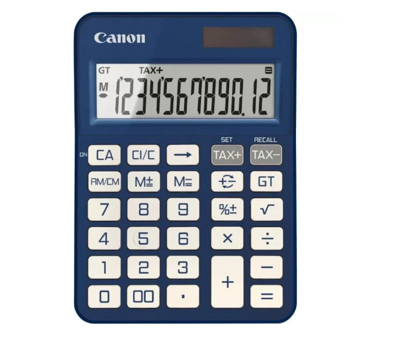 """Calculator birou Canon KS-125KB-BL, Blue, 12 digits, 29 keys, dual power, M+, M-,RM/CM, Tax+, Tax-"""
