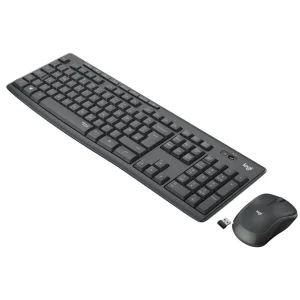 Kit Wireless tastatura si mouse Logitech MK295 Silent Wireless Combo, taste numerice, gri