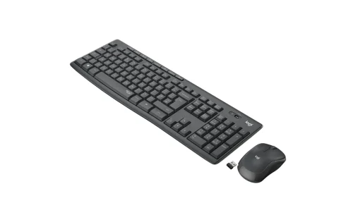 Kit Wireless tastatura si mouse Logitech MK295 Silent Wireless Combo, taste numerice, gri