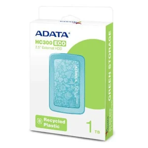 HDD Extern Adata, 1TB, HC300 ECO, 2.5", USB 3.2, plastic si silicon, rezistent la socuri, albastru