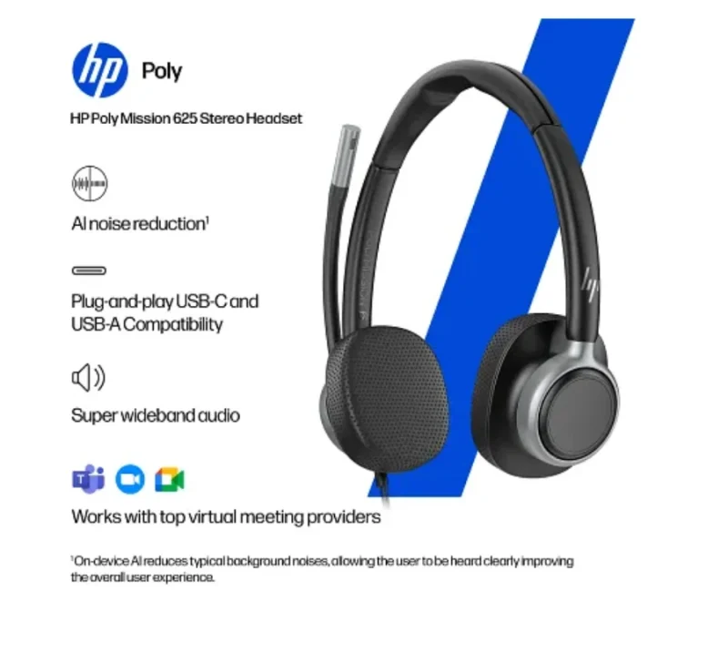 Casti Head-band HP Mission 625, Wired, noise-canceling, Negru