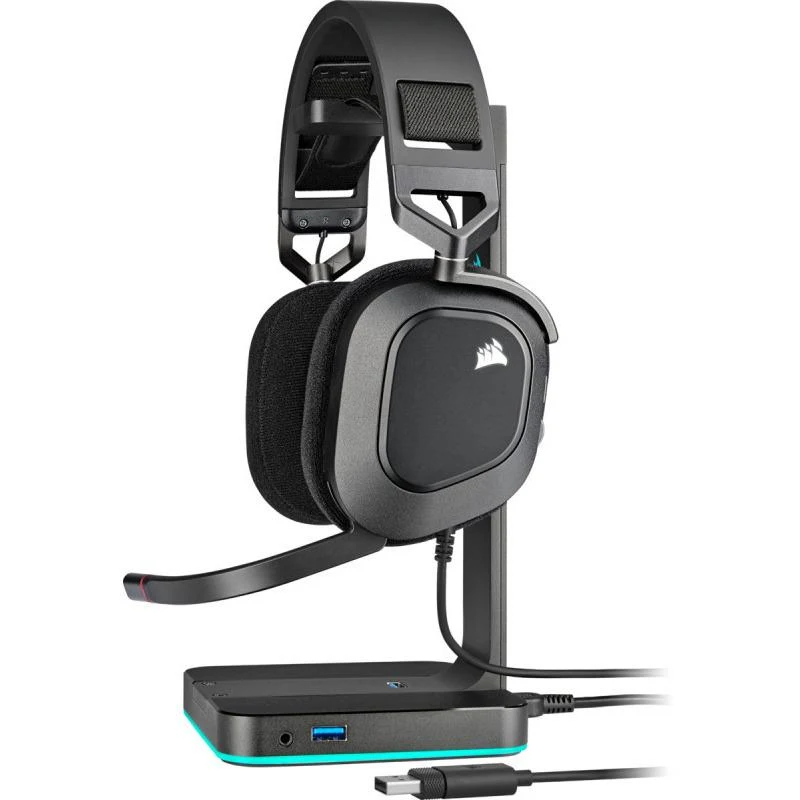Casti Gaming Head-band Corsair HS80 RGB USB, Wired, Negru