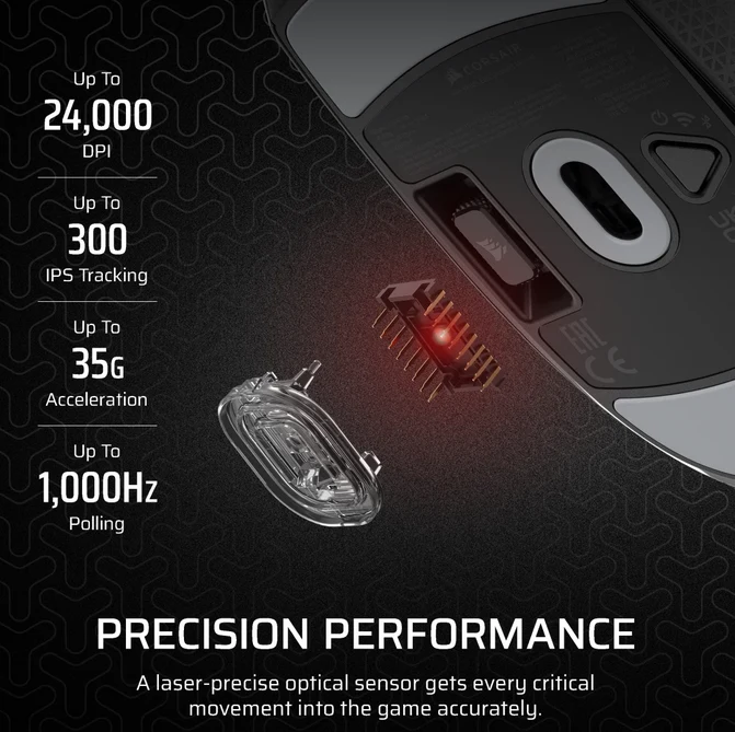 Mouse Gaming Wireless CORSAIR M55, 24000 dpi, Negru