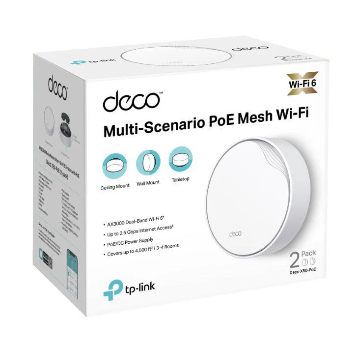 Router wireless TP-LINK Deco X50-POE, WIFI 6, Mesh, Dual Band