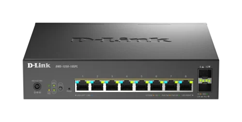 Switch D-Link DMS-1250-10SPL, 8 porturi Gigabit, 2 porturi SFP+, Protocol 802.3bt+802.3af/at, rackabil