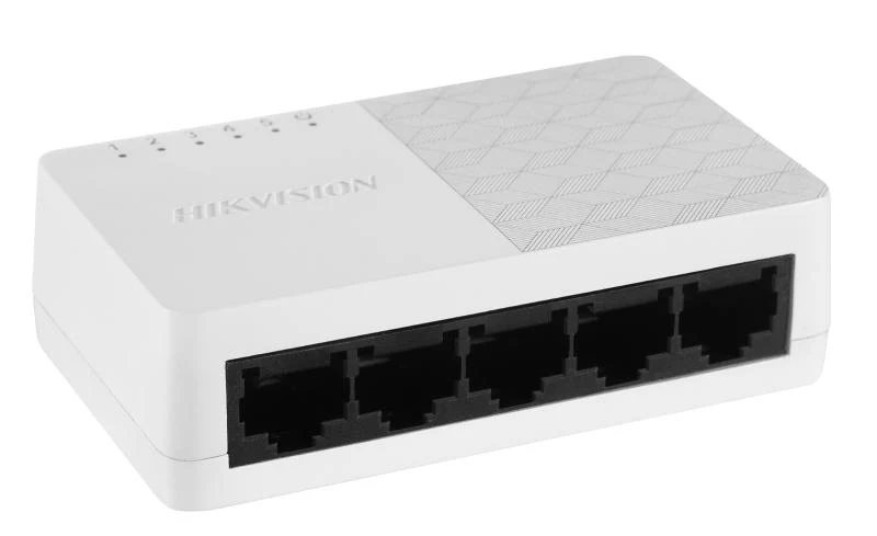 Switch 5 porturi Hikvision DS-3E0105D-E; L2, Unmanaged, 5 × 10/100 Mbps adaptive Ethernet ports, Plug & play, Support ADI/ADIX, Standard: IEEE 802.3, IEEE 802.3u, IEEE 802.3x, desktop plastic switch, material: ABS dimensiuni: 83.00 mm × 22.00 mm × 52.00 mm, 0.093 kg Switch 5 porturi Hikvision DS-3E0105D-E; L2, Unmanaged, 5 × 10/100 Mbps adaptive Ethernet ports, Plug & play, Support ADI/ADIX, Standard: IEEE 802.3, IEEE 802.3u, IEEE 802.3x, desktop plastic switch, material: ABS dimensiuni: 83.00 mm × 22.00 mm × 52.00 mm, 0.093 kg